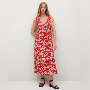 Mango Red Hawaiian Print Dress